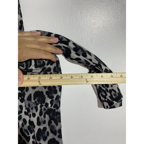 Susan Graver Top 3X Black Leopard Liquid Knit Cocktail Office Old Money Artsy - Picture 7 of 9